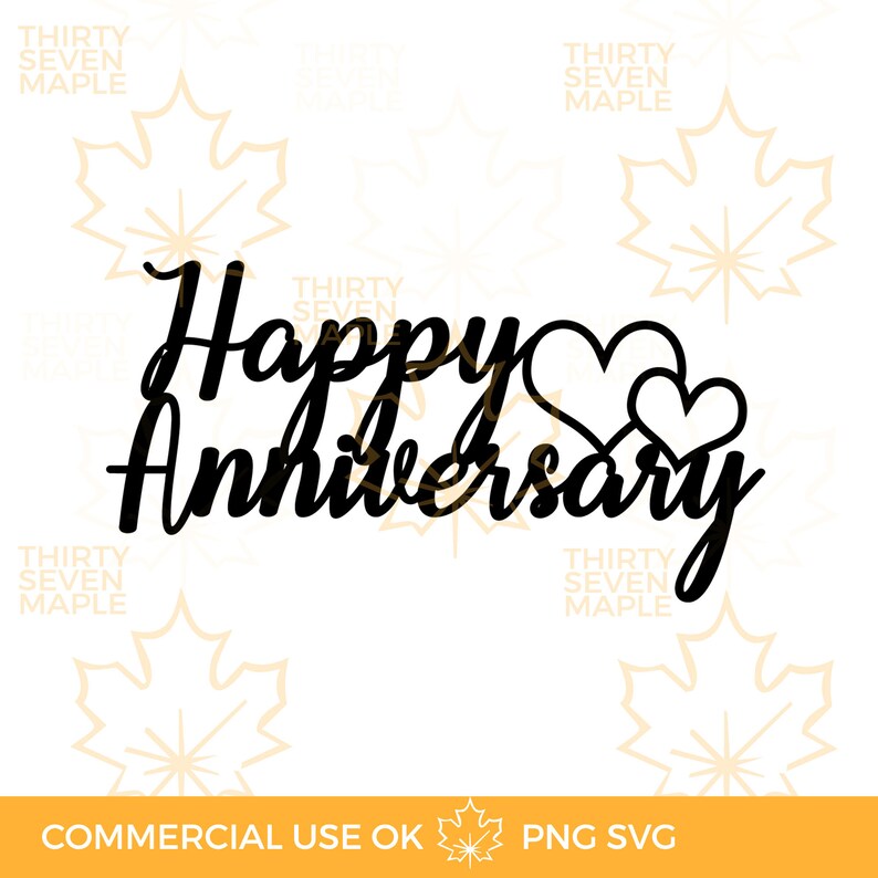 Download Happy Anniversary Cake Topper SVG PNG | Etsy