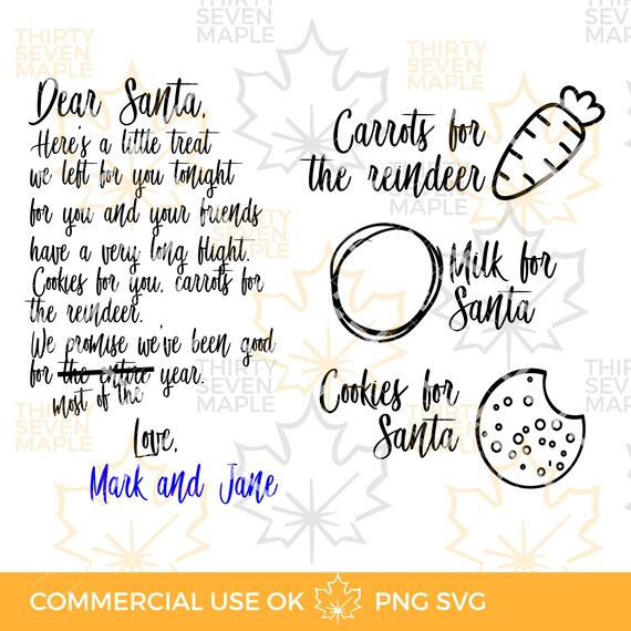 Dear Santa Cookies And Milk Tray Svg Png V2 Etsy