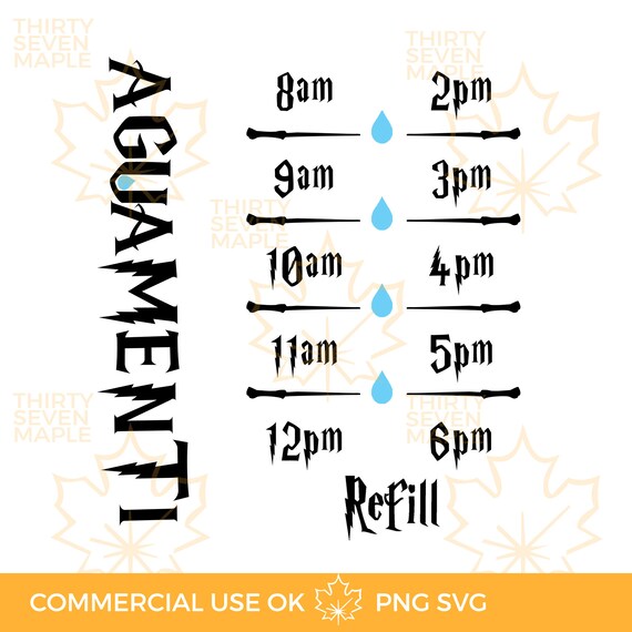 Aguamenti Water Bottle Svg Png Etsy