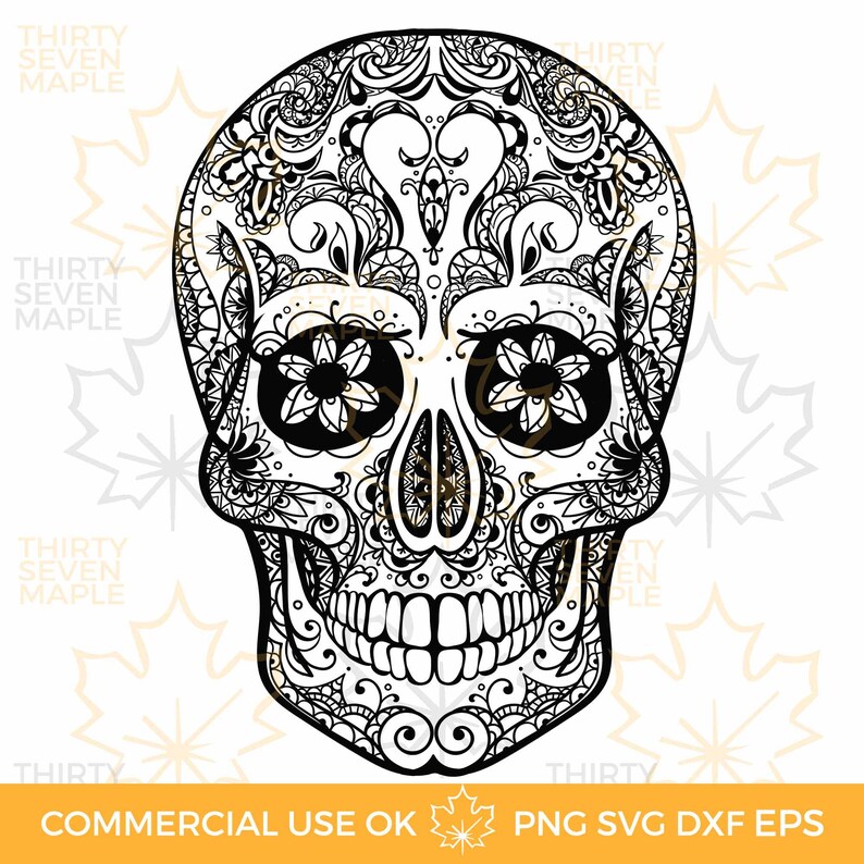 Download Clip Art Skull Mandala Difficult Svg Dia De Los Muertos Dxf Png Art Collectibles