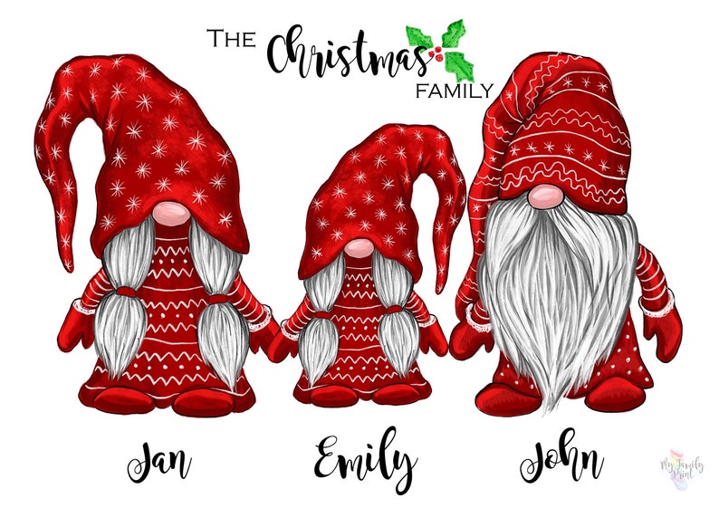 Gnomes Gonks Christmas Family Print on Canvas 40 x 30 cm | Etsy