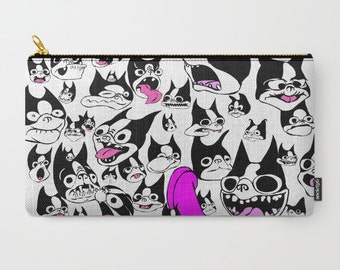 Carry all pouch/coin purse with bonkers Boston terrier faces!