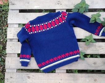 50&#39;s unique jersey style icon vintage child nordic sweater winter jumper warm new deadstock boy girlsclothing