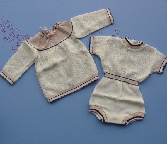 vintage from midcentury 60's baby girl boy outfit… - image 1