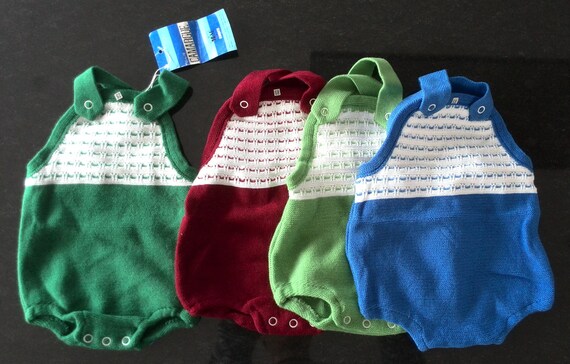 60'svintage Deadstock Rompers and Sweaters Bottlegreen, Burgundy