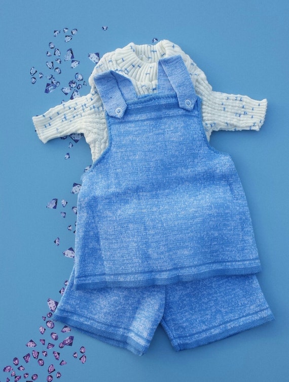 baby girl jeans blue 4 piece set knitted garment … - image 1