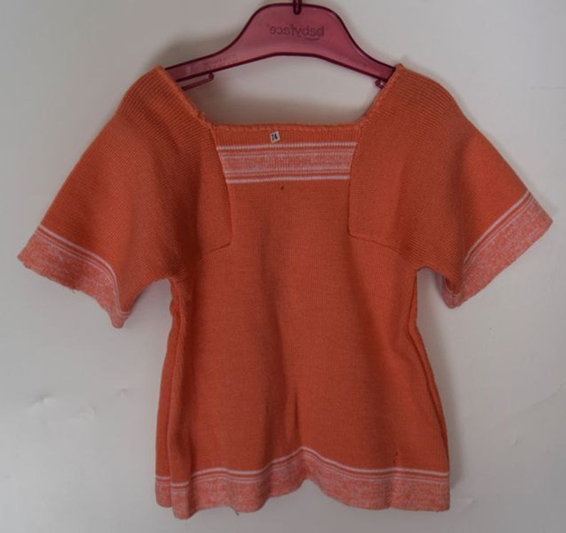 old vintage tunic dress new from the 1970s flowerpower babydress size 6 months Smufje dutch desugn babygirl romper knitted pinafore dress