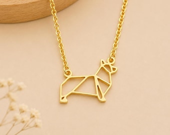 Collar Corgi: Joyería de regalo para amantes de los perros hecha con origami.