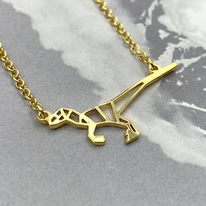 Velociraptor Halskette: Vergoldeter Origami Dinosaurier Schmuck, Geschenk für Sie