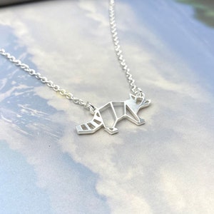Raccoon Necklace, Origami Animal Jewelry, raccoon gifts, Geometric charm, forest Jewelry, Gold Plated pendant, Design by Glorikami