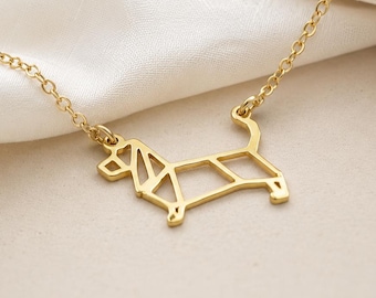 Collar Basset Hound: Joyería geométrica para perros y regalo conmemorativo