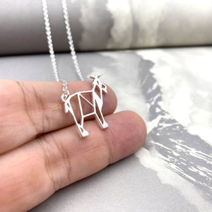 Tiny Goat necklace, Origami Pet Pendant, farm animal Jewelry, Unique Gift for women, Vegan Necklace Silver Plated