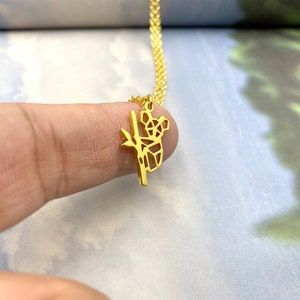 Gold Plated Koala Necklace: Geometric Animal Jewelry