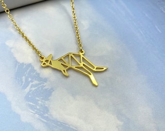 Origami Kangaroo necklace, wallaby Necklace, Australian animal necklace, Gold Plated Pendant necklace