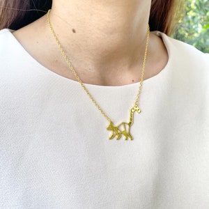 Lemur necklace, Geometric animal jewelry, Monkey charm gift, Zoo pendant necklace, Gift for her