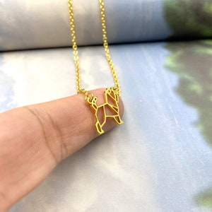 Tiny Brussels griffon Necklace, Origami Dog breed, Gold Silver Plated Jewelry for Pet lovers