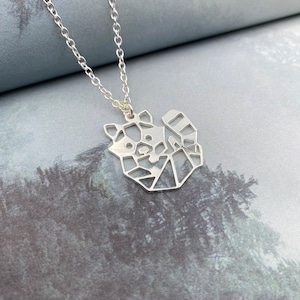 Geometric Raccoon Necklace, Modern Animal Jewelry, Urban wildlife gift, Gold Plated Necklace, Trash panda gift, Birthday gift for her