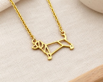 Dachshund Necklace: Origami Dog Jewelry, Sausage Dog Gift