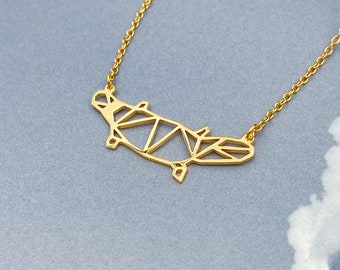 Geometric Platypus necklace, Origami animal necklace, gift for her, gold plated Jewelry, Design by Glorikami