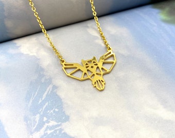 Owl necklace, Geometric Bird Jewelry, Animal lover, best friend gift, Gold Plated Pendant