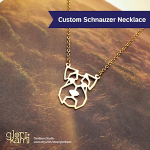 Custom Schnauzer Necklace: Geometric Pet Portrait, Dog Memorial