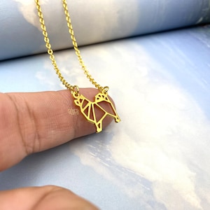 Tiny Samoyed Necklace, Origami Dog breed, Gold Silver Plated Jewelry for Pet lovers