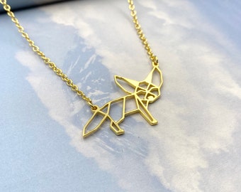 Collier fennec renard, PLAQUÉ OR, bijoux animaux géométriques pour femme, cadeaux pour les amoureux des animaux