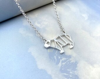 Origami Capybara necklace, Geometric animal Jewelry, Pet necklace for women, Modern Pendant necklace