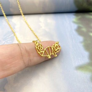 Origami Chamäleon Halskette: Geometrische Eidechse Schmuck, Tier Liebhaber Geschenk