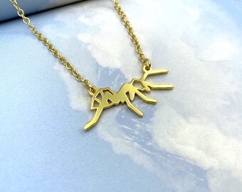 Geometric Ant necklace, Insect jewelry, Bug Gift for women, Gold Plated necklace