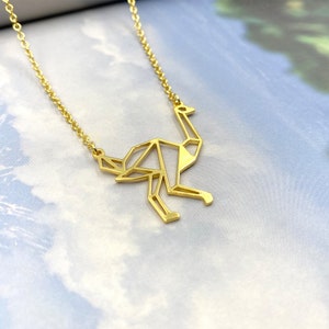 Origami Ostrich necklace, bird lovers jewelry, Minimalist animal necklace, unique zoo gift by Glorikami