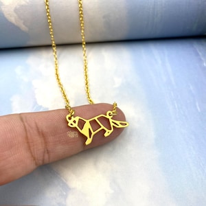 Gold Plated Origami Otter Necklace: Animal Lover Jewelry