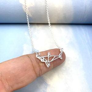 Origami Shark Necklace, Sea Animal Jewelry, Ocean lover gift, scuba diving gift
