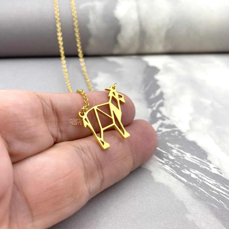 Tiny Goat necklace, Origami Pet Pendant, farm animal Jewelry, Unique Gift for women, Vegan Necklace Gold Plated