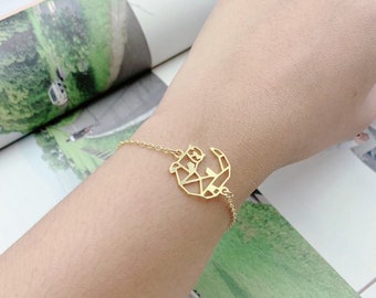 Sea Otter Bracelet, Geometric Delicate Bracelet, Gold Plated, Bridesmaid Gift, Unique Bracelet for women