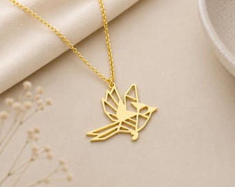 Blue Jay Necklace: Geometric Bird Jewelry Gift
