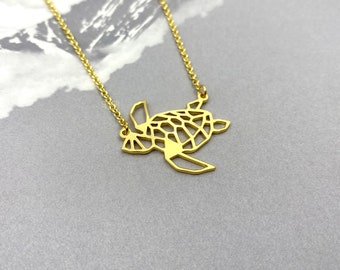 Sea turtle necklace, ocean jewelry, beach lover gift, scuba diving gift, Geometric pendant necklace