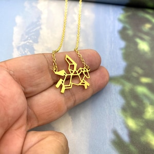 Origami Pegasus Necklace: Gold Plated Geometric Horse Jewelry