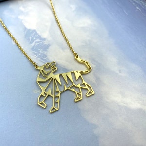 Geometric Tiger Necklace: Gold Plated Origami Animal Jewelry