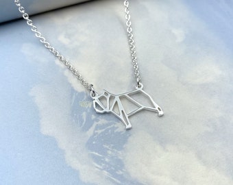 English Bulldog Necklace, Origami Dog Jewelry, Dog mom Gift, Pet memorial gift