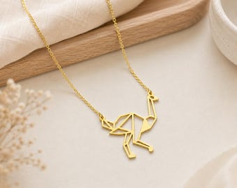 Ostrich Necklace: Geometric Bird Jewelry Gift