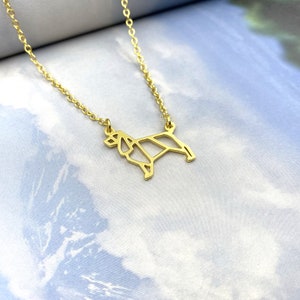 Tiny Field Spaniel Necklace, Origami Dog breed, Gold Silver Plated Jewelry for Pet lovers