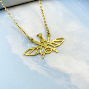 Geometric Rhinoceros Beetle Necklace, Insect Jewelry, Nature Lover Gift for her