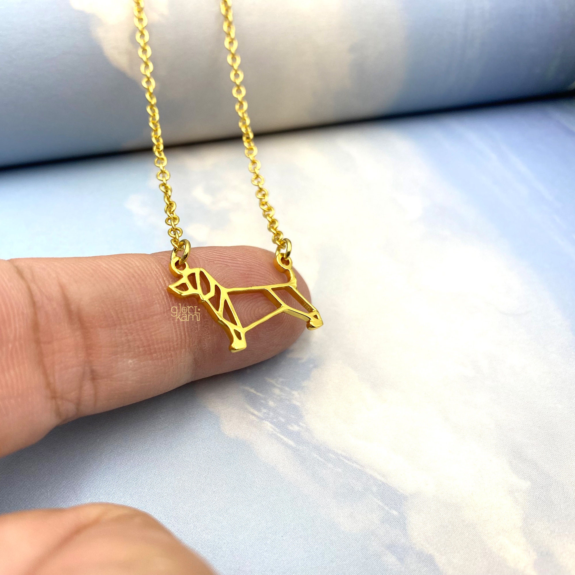 Tiny Dachshund Necklace, Origami Dog breed, Gold Silver Plated Jewelry for Pet lovers