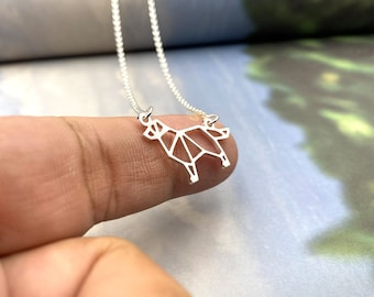 Tiny Golden Retriever Necklace, Origami Dog breed, Gold Silver Plated Jewelry for Pet lovers