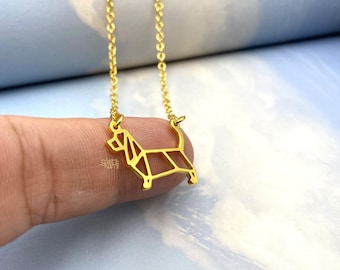 Tiny Basset Hound Necklace, Origami Dog breed, Gold Silver Plated Jewelry for Pet lovers