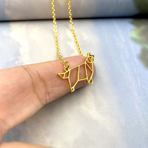 Tiny Clumber spaniel necklace, Origami Dog breed, Gold Silver Plated Jewelry for Pet lovers