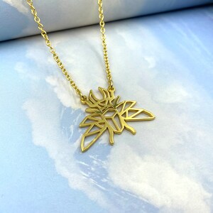 Gold Plated Stag Beetle Necklace: Geometric Origami Insect Jewelry