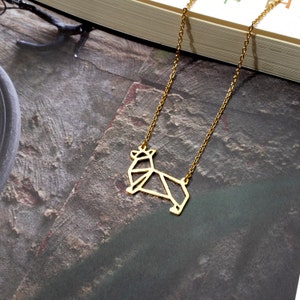 Tiny Corgi Necklace, Origami Dog breed, Gold Silver Plated Jewelry for Pet lovers