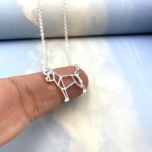 Winzige Pitbull-Halskette, Origami-Hunderasse, Gold-Silber überzogener Schmuck für Tierliebhaber